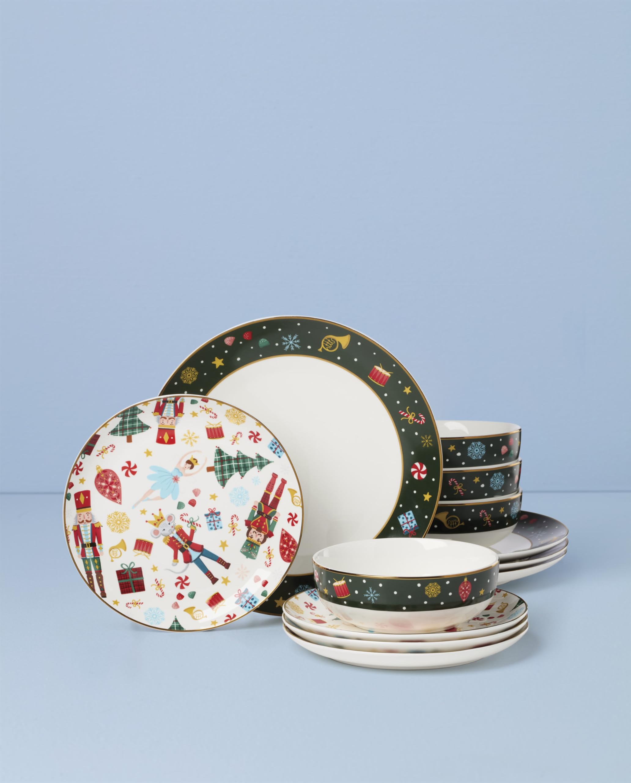 Lenox close-up of bowl interior showing Nutcracker illustration and glossy finish