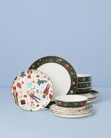 Lenox close-up of bowl interior showing Nutcracker illustration and glossy finish