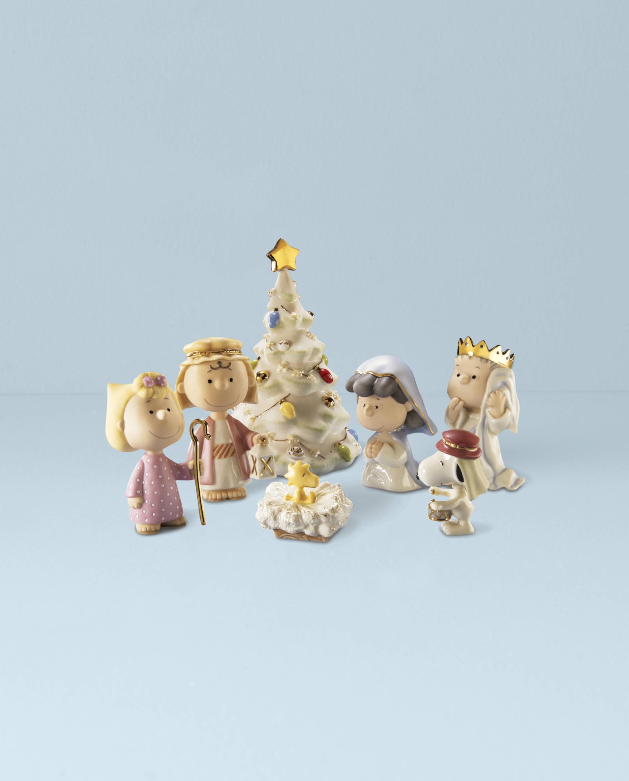 Lenox Peanuts on mantel in seasonal display adding nostalgic warmth