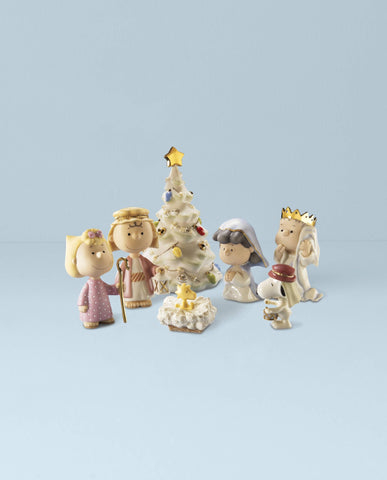 Lenox Peanuts on mantel in seasonal display adding nostalgic warmth