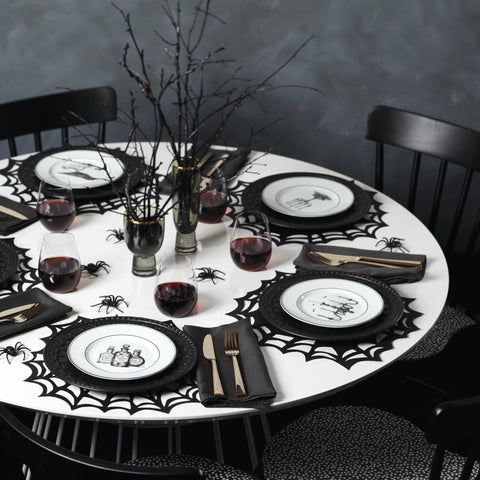 Lenox plates styled on Halloween table showing how set enhances seasonal decor