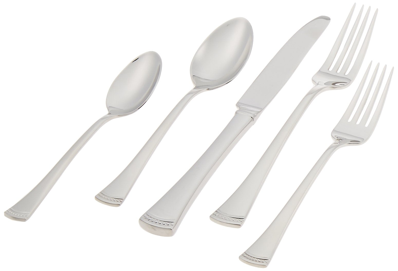 Lenox Portola dinner fork close-up highlighting beaded handle detail