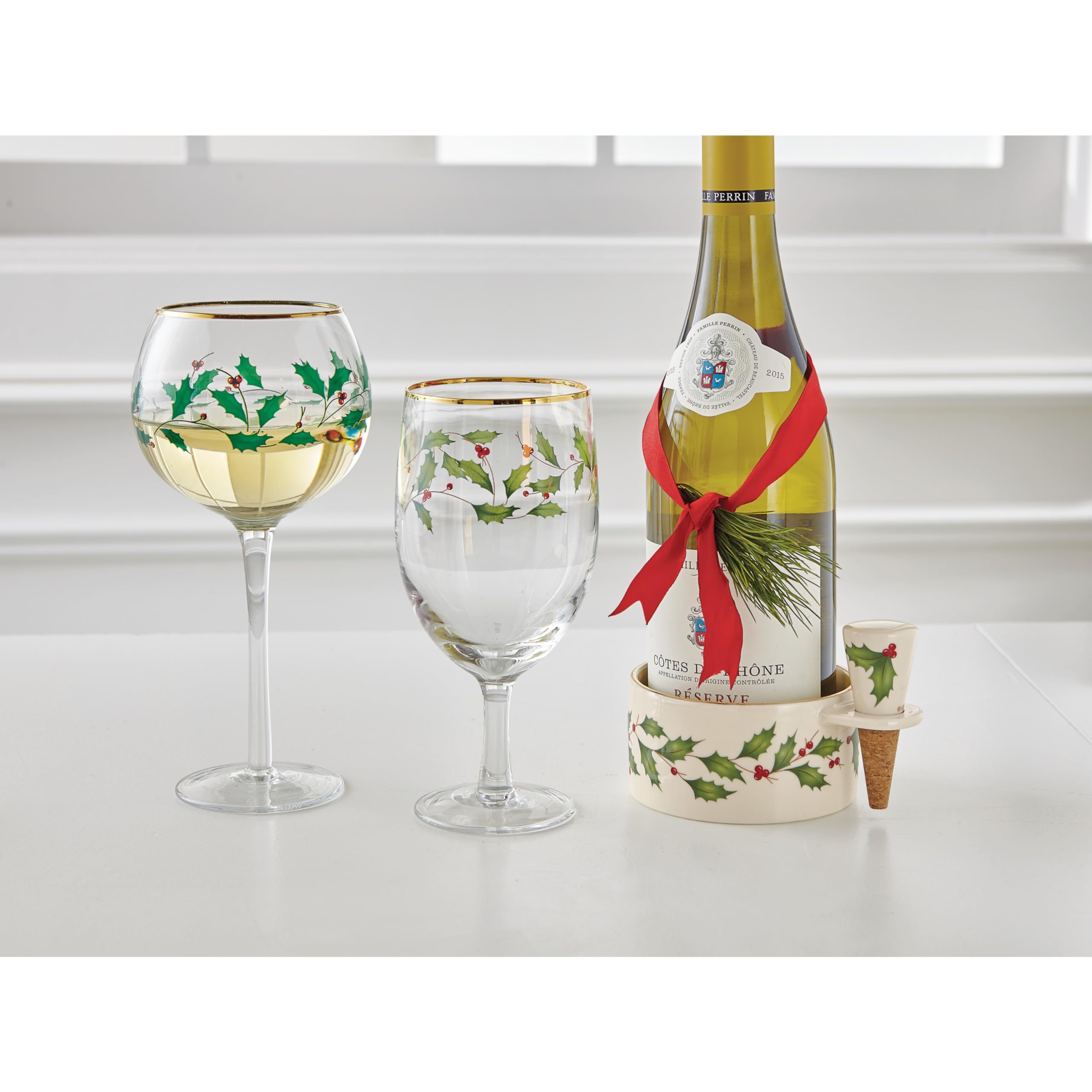Lenox size comparison with wine bottle illustrating compact footprint and practical serving proportion