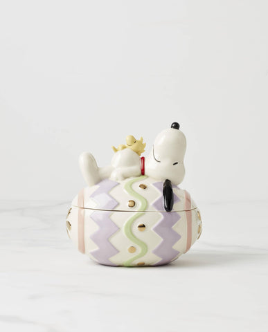 Lenox Snoopy Easter jar side profile demonstrating compact shape and decorative use