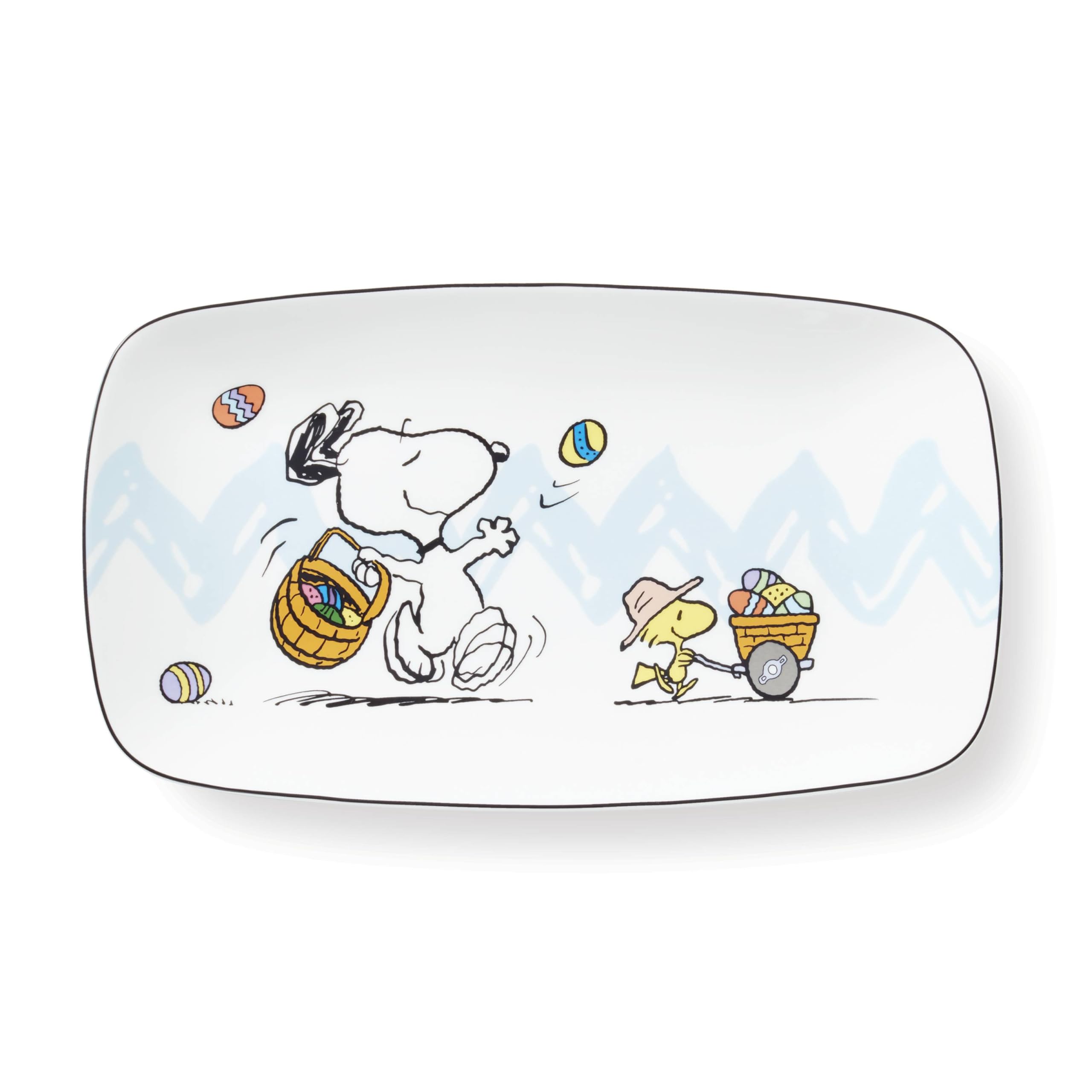 Lenox Snoopy tray front view showing full Easter design and serving benefit