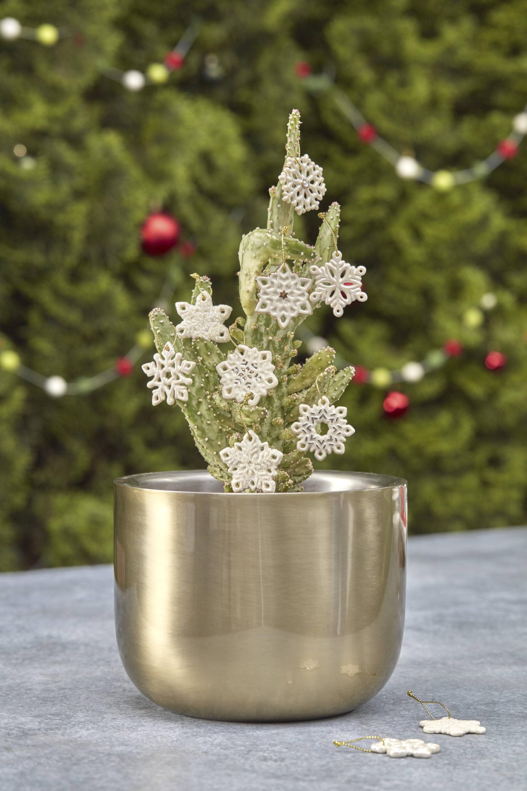 Lenox snowflake lifestyle tabletop display creating cozy holiday scene