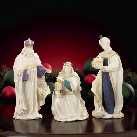 Lenox three kings in holiday display with greenery benefit: ready-made seasonal styling