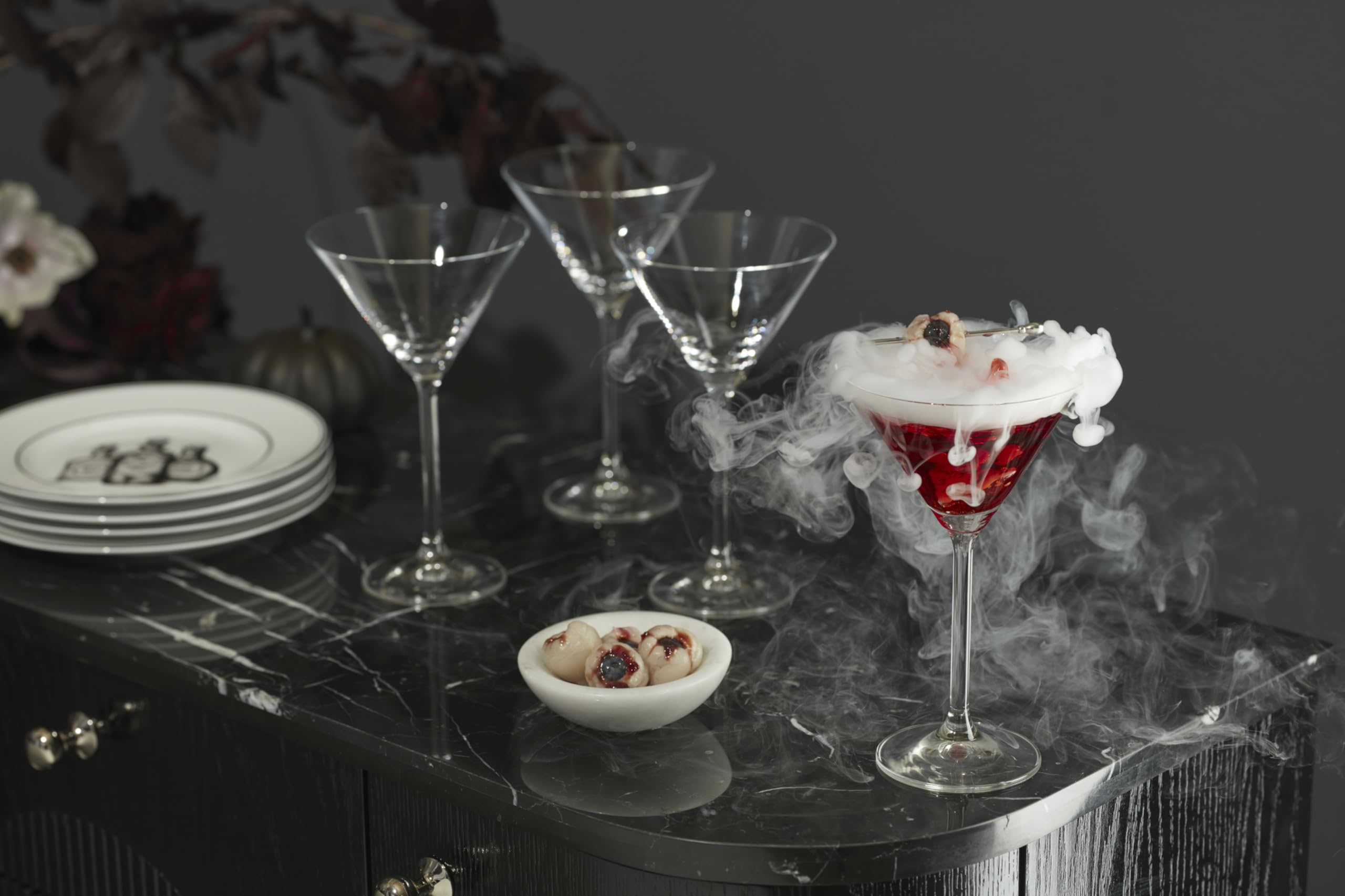 Lenox martini glass with garnish showing presentation and garnish visibility