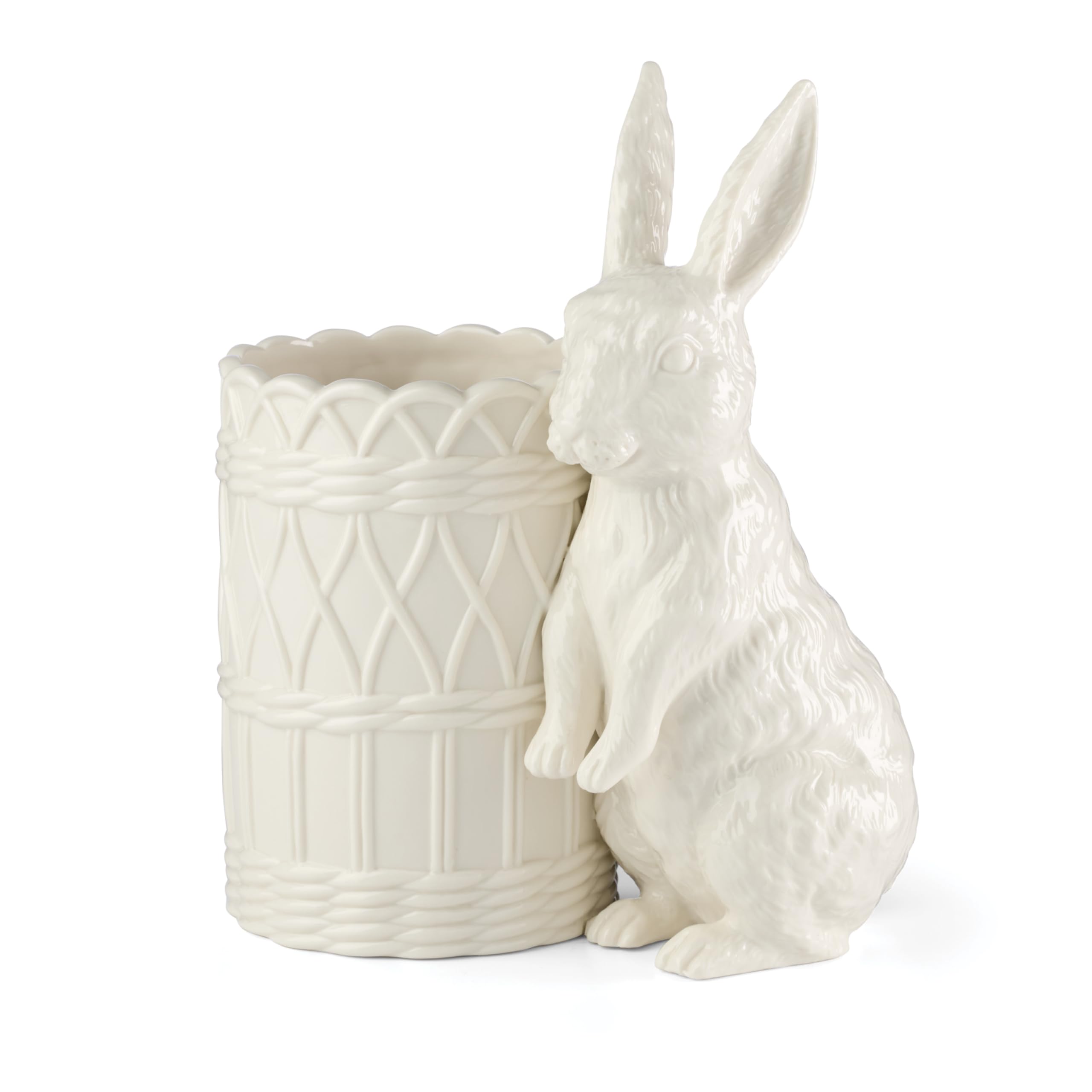 Lenox Wicker Creek Bunny front view showing rabbit shape and glossy finish for charming decor