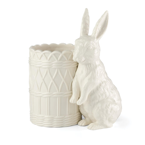 Lenox Wicker Creek Bunny front view showing rabbit shape and glossy finish for charming decor