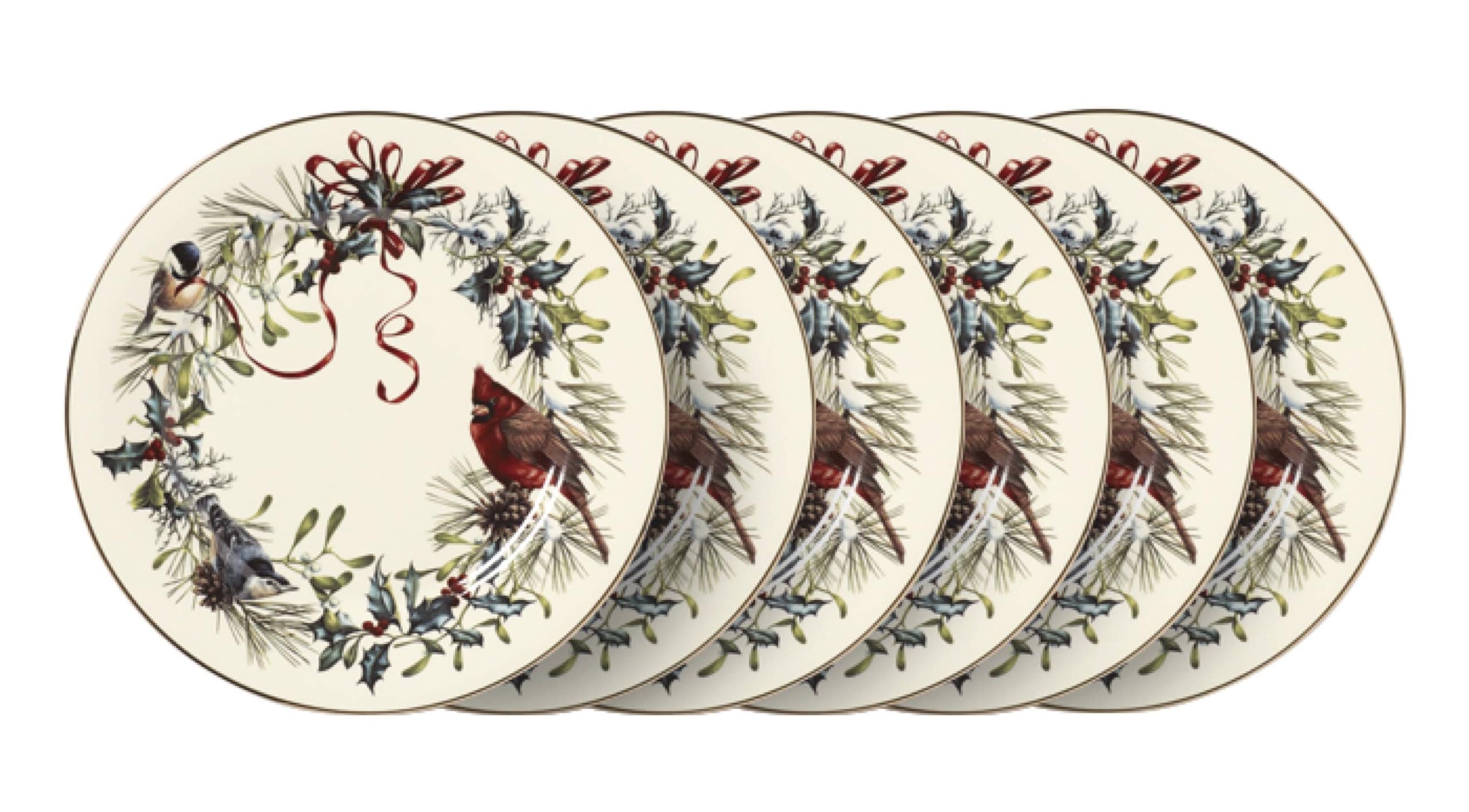 Lenox close-up of bird and holly artwork for detailed visual charm