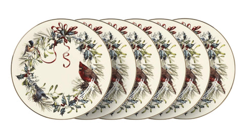 Lenox close-up of bird and holly artwork for detailed visual charm