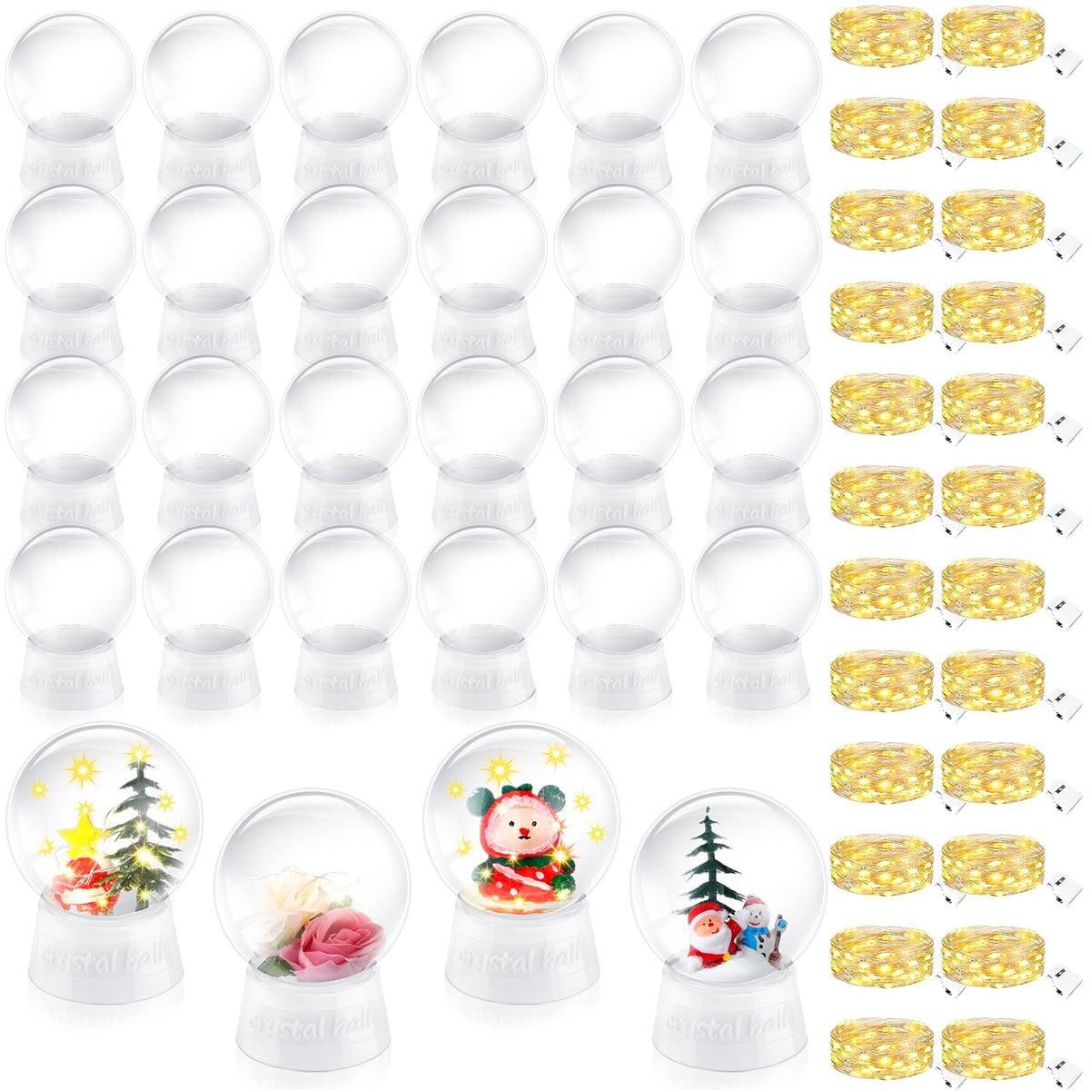 Lenwen clear globe front packaging showing 4-inch globe and white base benefit durable crafting