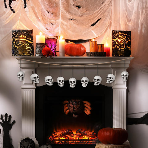 Lenwen skulls used in table centerpiece adding dramatic party decoration