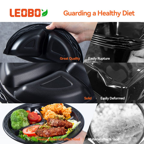 LEOBOX plate next to fork and knife showing 9-inch scale for full meals