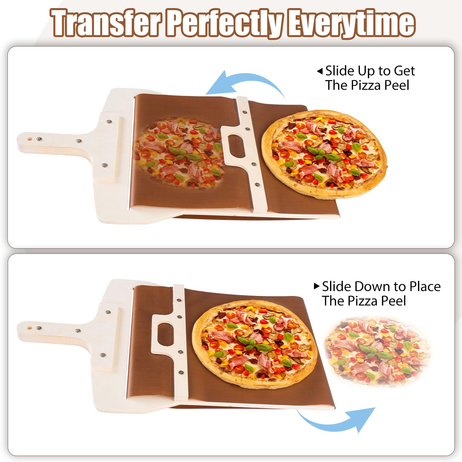 Leozzo non-stick cloth closeup showing PTFE texture for easy pizza sliding