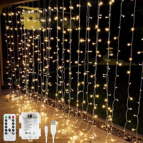 Lepro Lighting EVER curtain front view showing full cascade and ambient glow