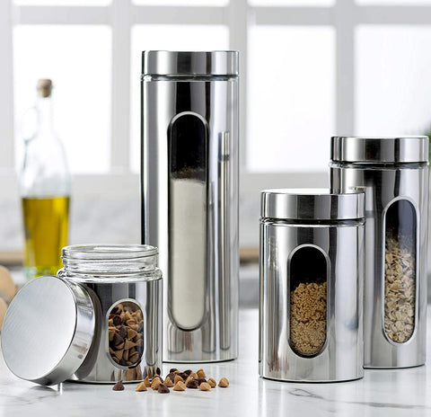 Le'raze canister set front view showing sleek countertop organization