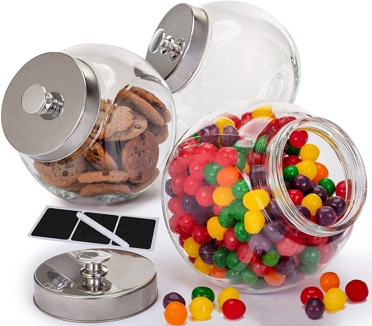 Le'raze three-jars front view showing elegant countertop storage and visual inventory benefit