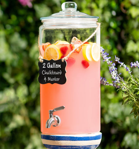 Le'raze front view clear glass dispenser showing elegant shape and serving-ready design