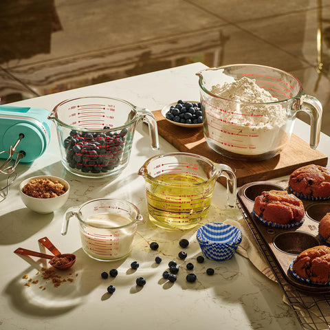 Le'raze glass measuring set styled on kitchen counter adding modern elegance