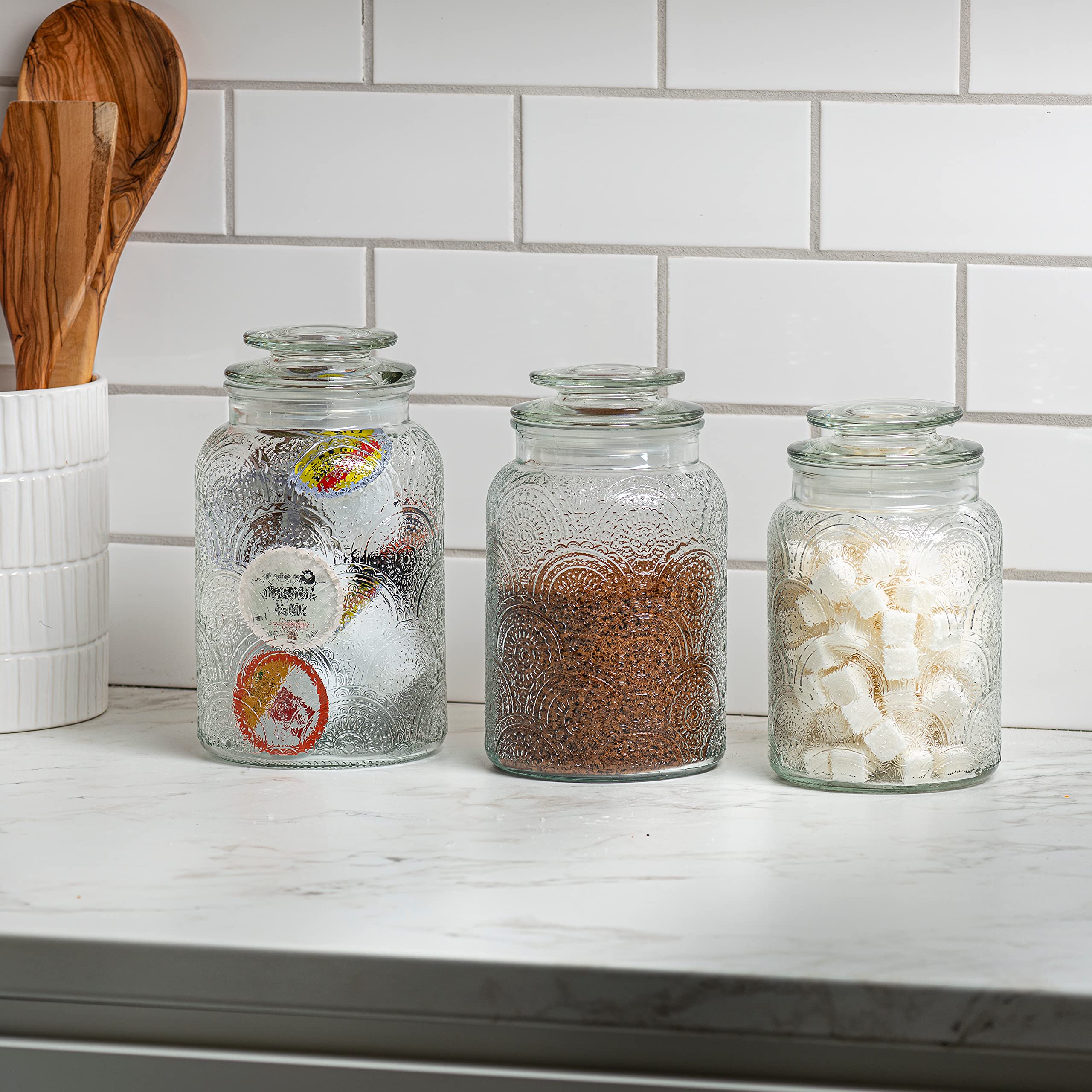 Le'raze styled on pantry shelf showing aesthetic organization benefit