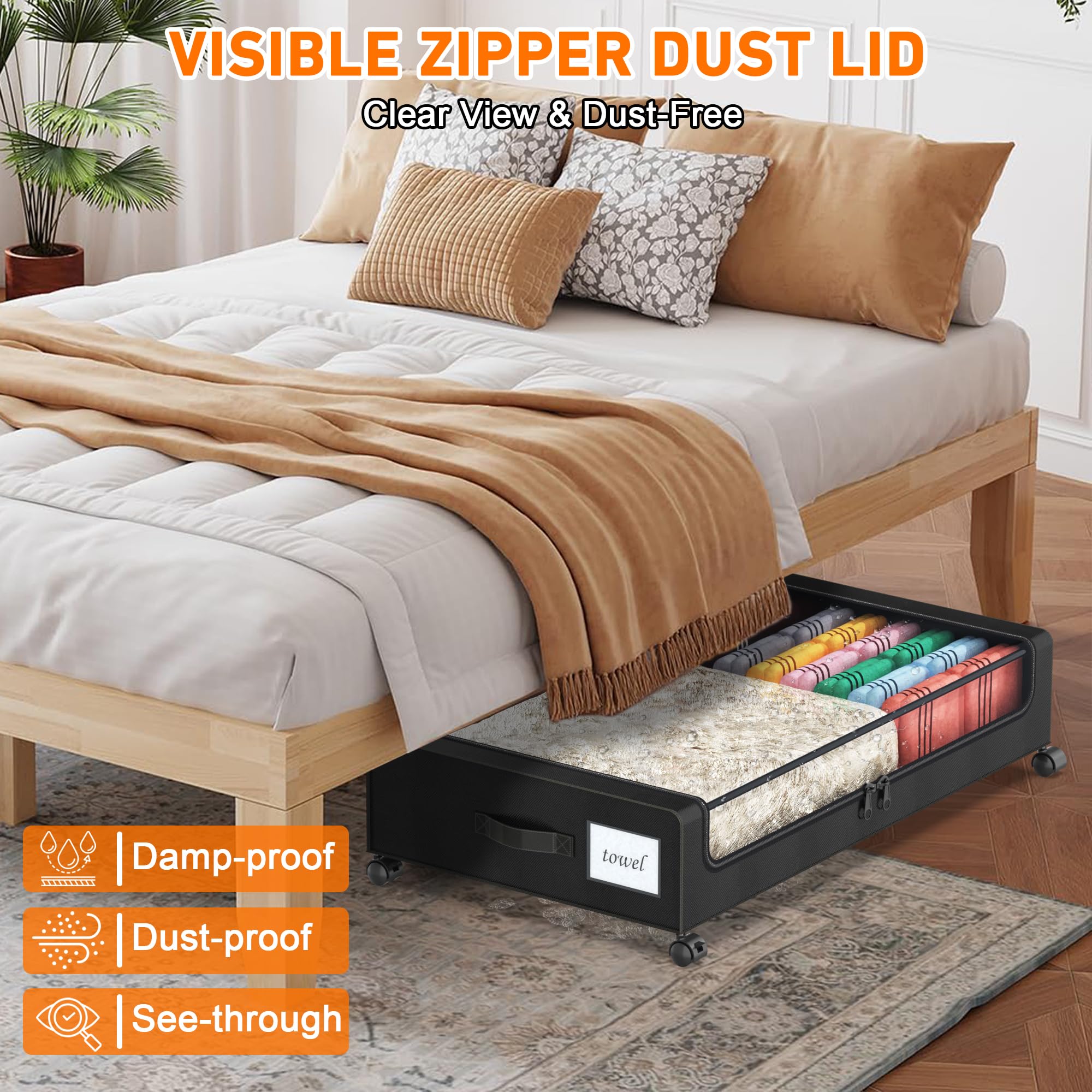 LESHZHEN drawer next to shoe for scale showing compact under-bed fit benefit