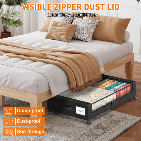 LESHZHEN drawer next to shoe for scale showing compact under-bed fit benefit