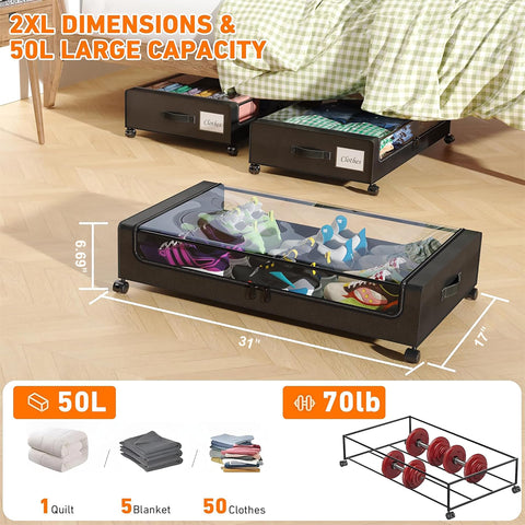 LESHZHEN swivel wheels sliding under bed for effortless access benefit
