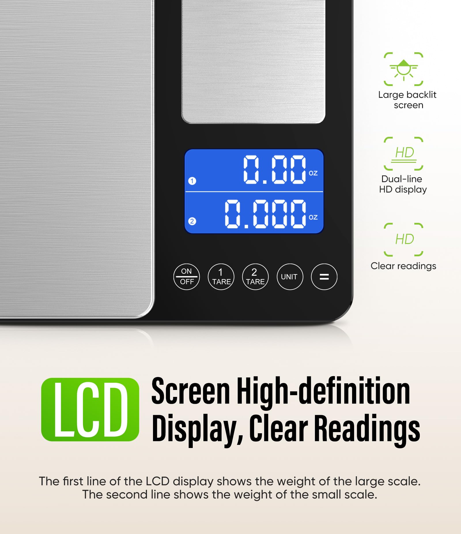 Letron dual LCD display in use showing simultaneous weight readouts