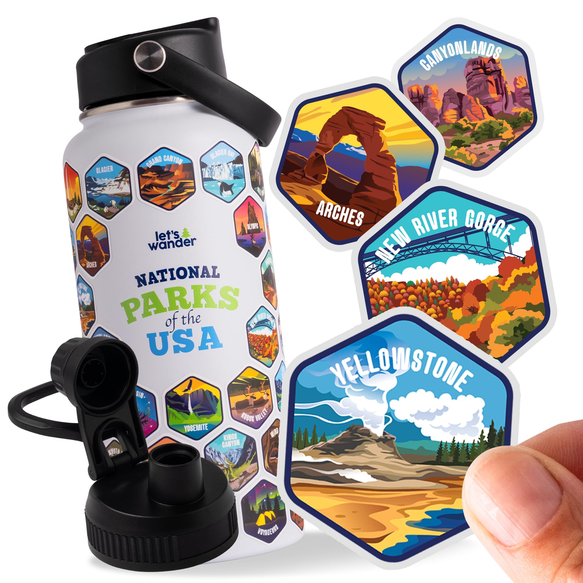 LET'S WANDER bottle front packaging showing logo and capacity benefits