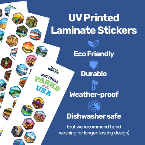 LET'S WANDER bottle with stickers closeup showing personalization benefit
