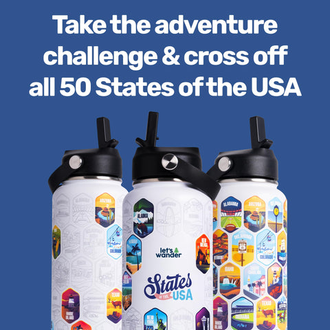LET'S WANDER bottle in car cupholder showing leakproof design and travel convenience