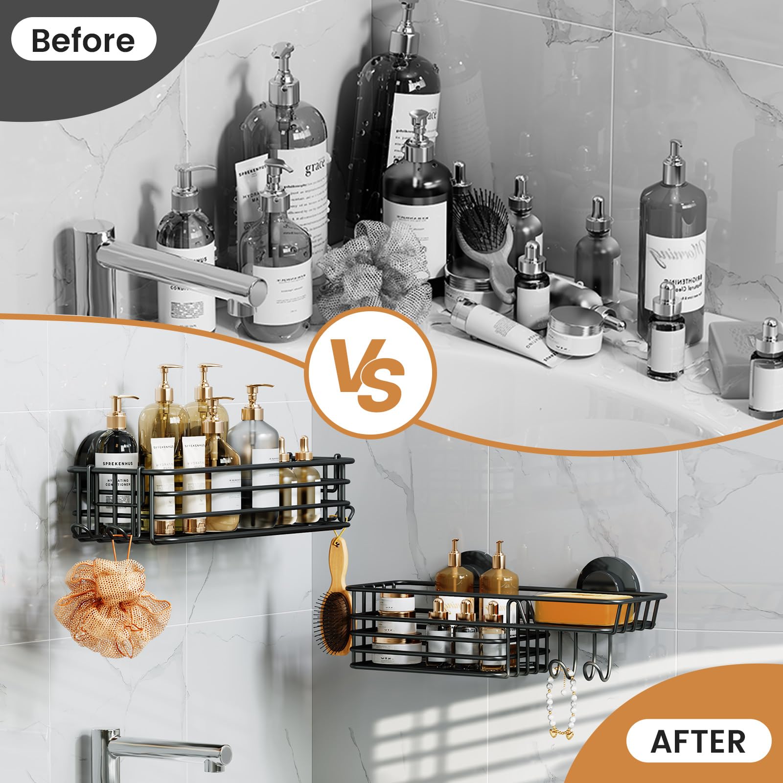 LEVERLOC bathroom lifestyle setup showing clutter-free convenience