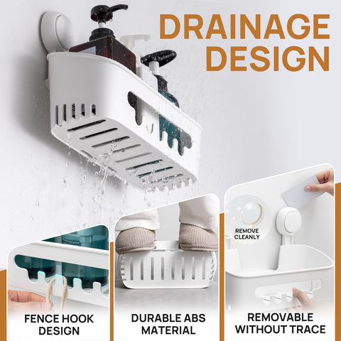 LEVERLOC mounted in shower showing organized toiletries and easy access
