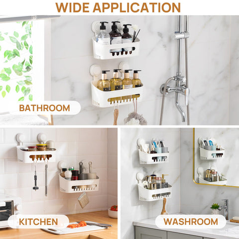 LEVERLOC mounted in shower holding bottles for organized bathing benefit