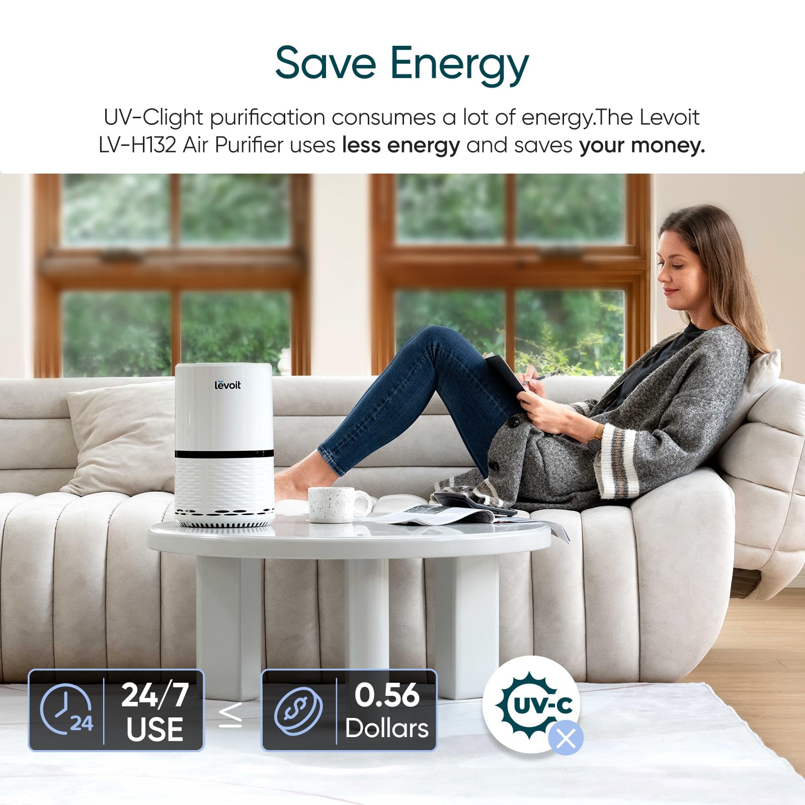 Levoit activated carbon layer detail reducing odors and VOCs benefit
