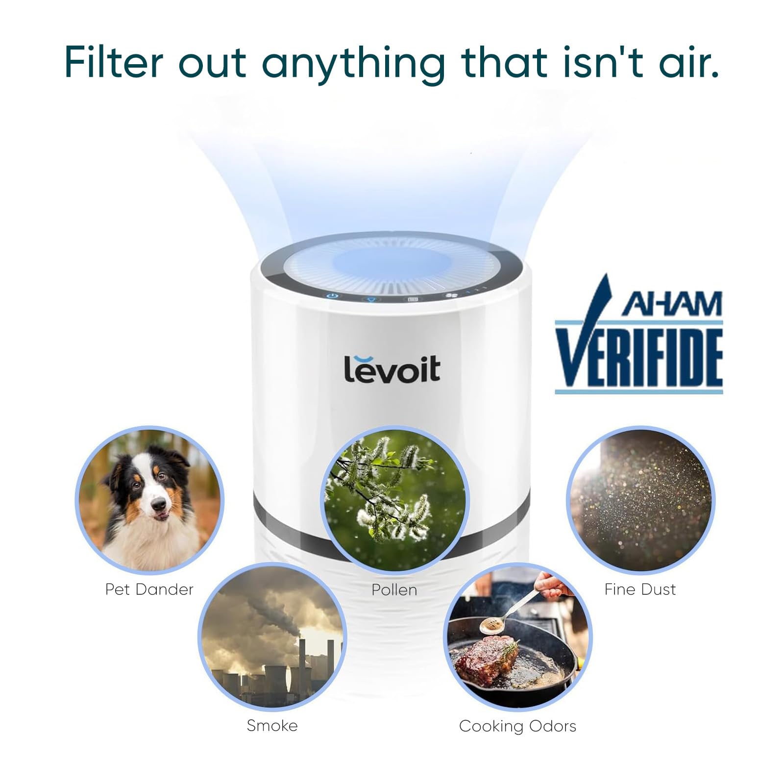 Levoit three-layer filter close-up showing filtration efficiency benefit