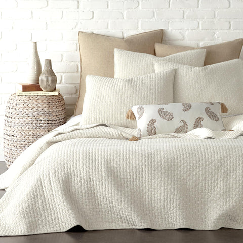 Levtex Home close-up of cross-stitch texture highlighting subtle handcrafted detail