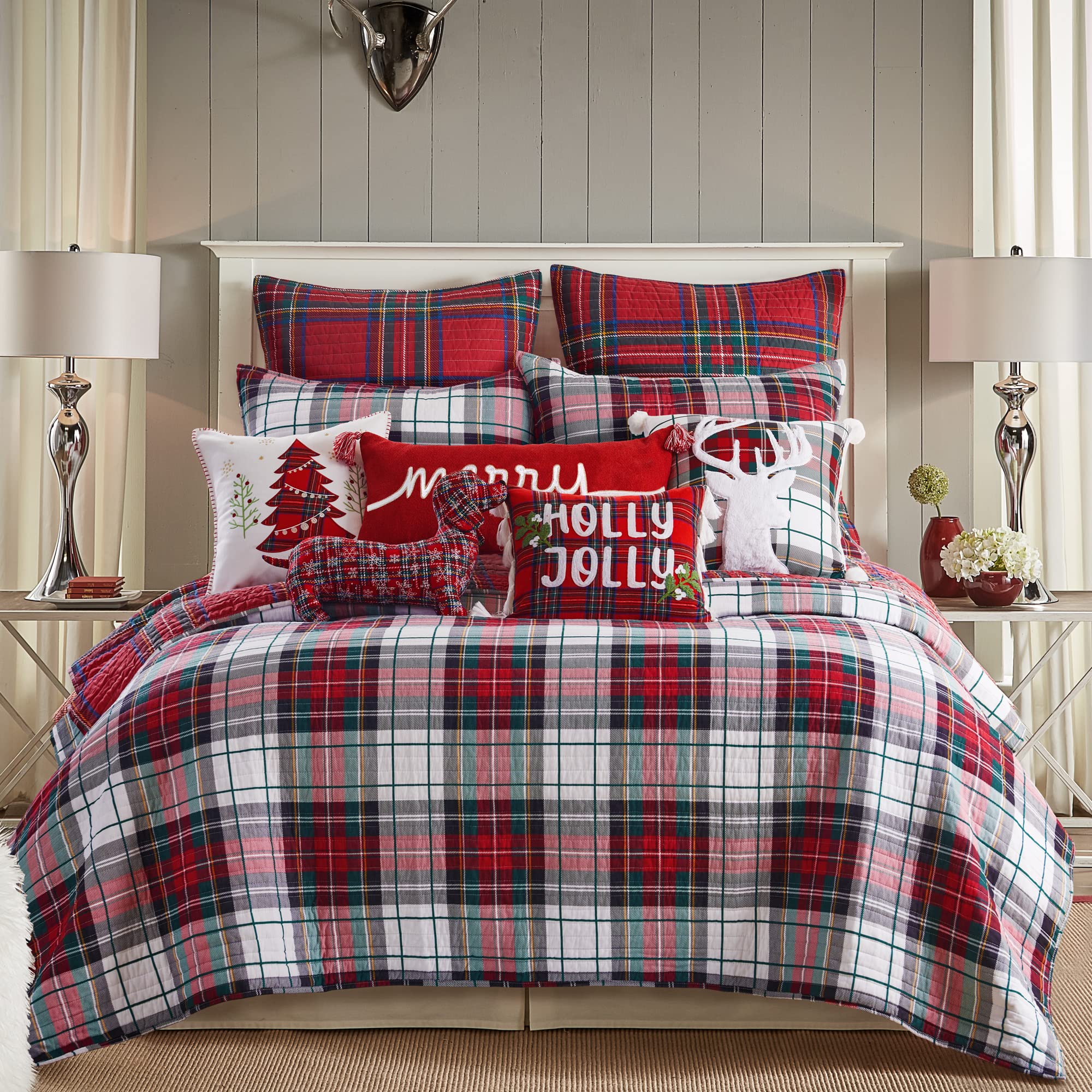 Levtex Home Spencer Plaid front view showing festive tartan and cozy appeal