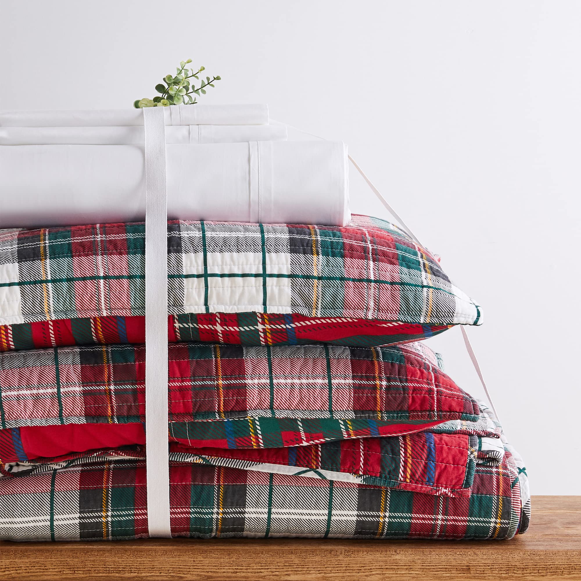 Levtex Home Spencer Plaid laundry care tag showing easy-wash convenience and longevity