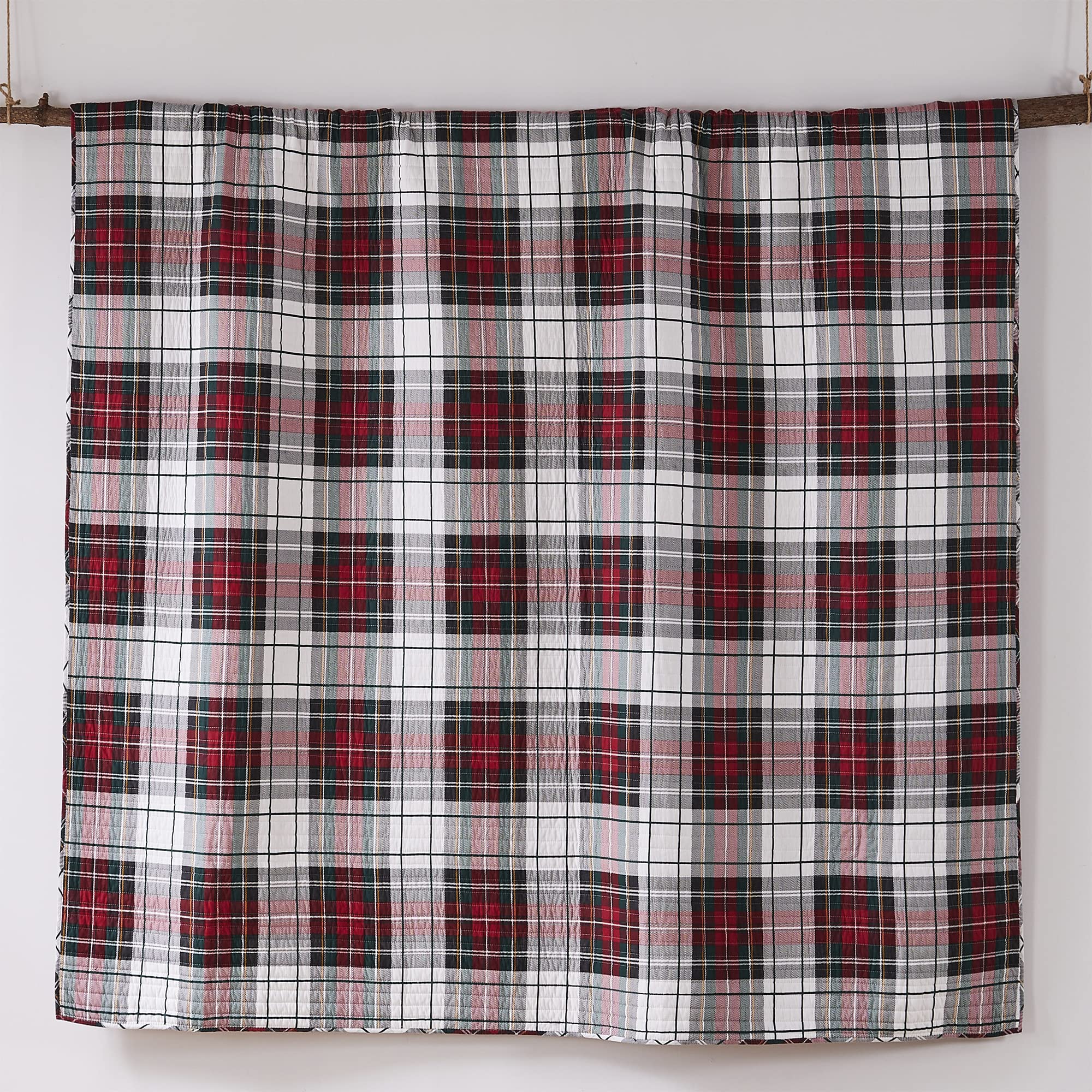 Levtex Home Spencer Plaid size comparison with ruler showing 106x92 inch scale