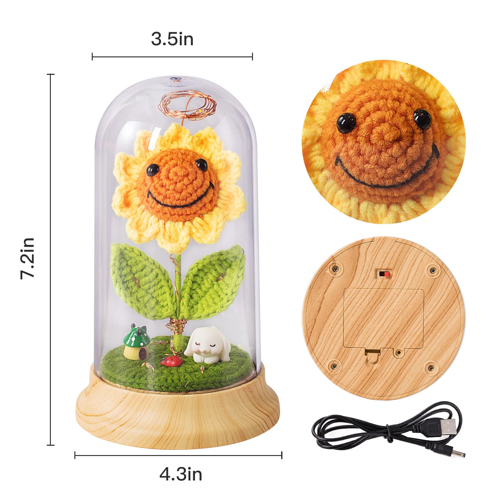 Levvohd tiny rabbit ladybug mushroom inside dome for charming accents