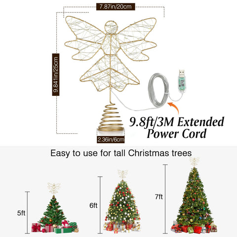 Lewondr lit angel at night providing warm tree-top illumination