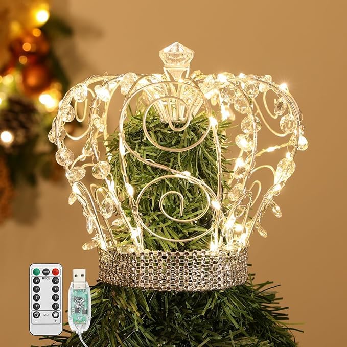 Lewondr crown topper front view showcasing elegant crown and warm glow