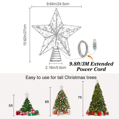 Lewondr lit topper on tree creating warm festive illumination and ambience