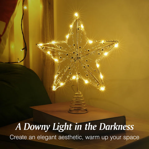 Lewondr metal star close detail highlighting beads and glittered finish