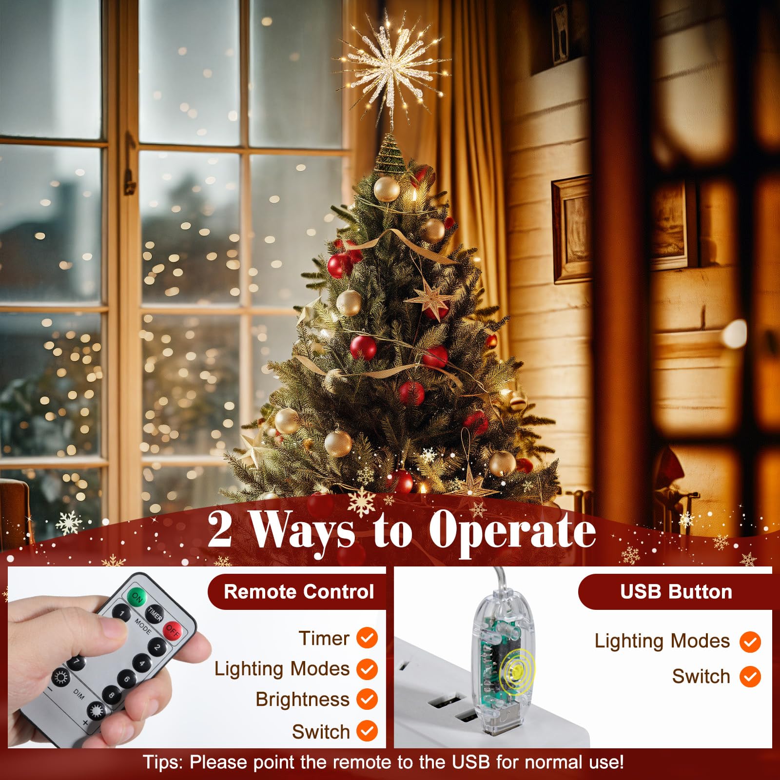 Lewondr remote and USB control box showing easy mode adjustment and convenience benefit