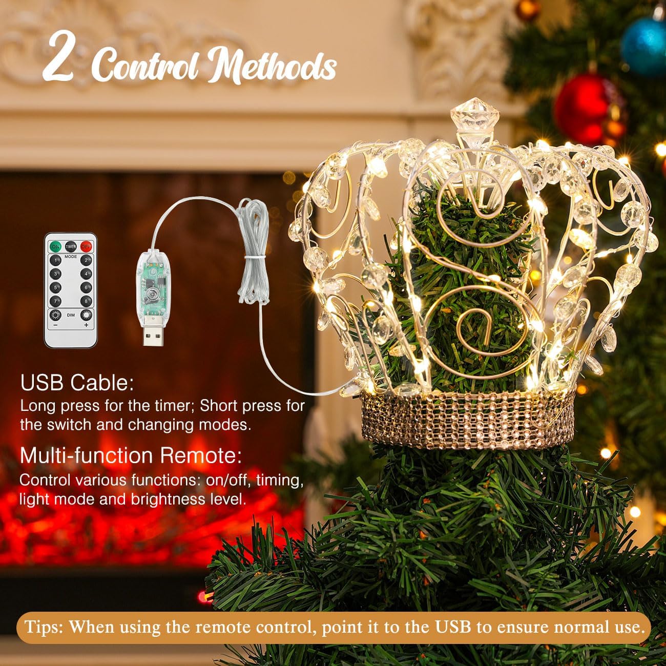 Lewondr remote and USB port image showing easy control and timer