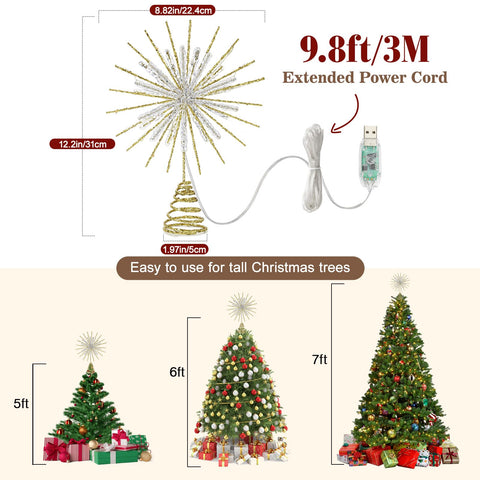 Lewondr topper beside ornaments showing 12-inch scale for sizing clarity benefit